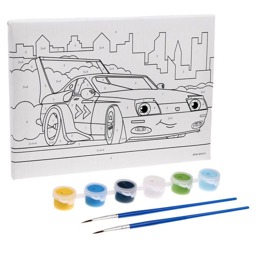 Картина по номерам для детей Спорткар, 21?15 см