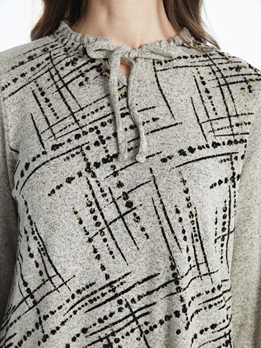 Ba?lamal? Yaka Desenli Kad?n Bluz