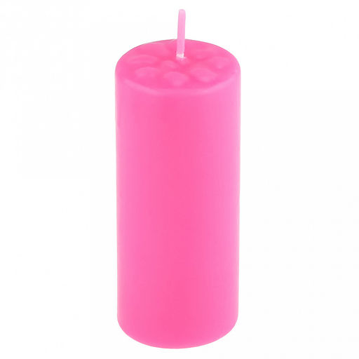 Свеча "Цилиндр" д4см, h10см, парафин, с декором, "Лепесточки", время горения 12,5 часов, фуксия (Россия)