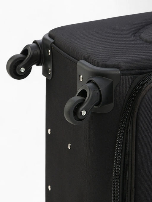 Чемодан на колёсах Royalbag большой 104 л (L), на молнии, с увеличением, кодовый замок, 4 колеса, чёрный