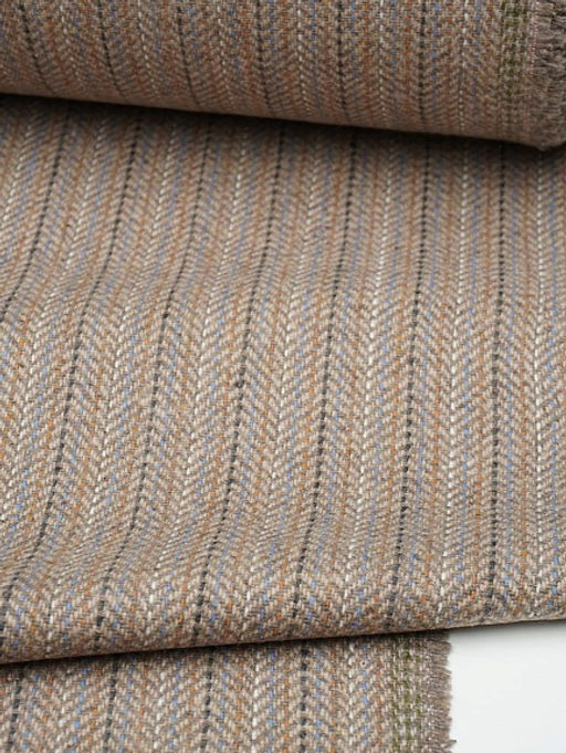 Шерсть пальтово-костюмная Твид Полоска-пунктир цв.бежевый, ш.1.5м, шерсть-30%, п/э-70%, 330гр/м.кв - Купава фото 8