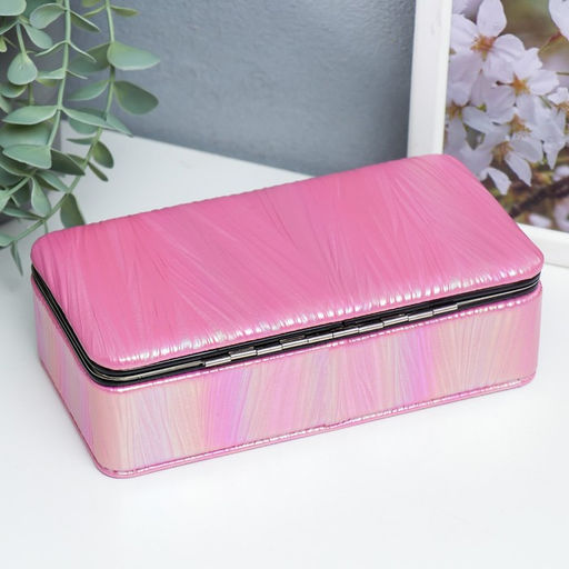 Шкатулка кожзам для украшений Полосы.Текстура. Красная переливы 6х9,8х18,5 см - Simaland фото 12