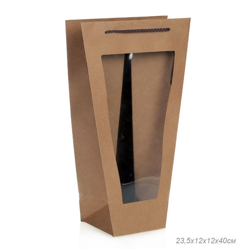 Цена за 10 шт. Пакет подарочный с окном 40х23,5х12х12 / 904-52 /уп 10/200/крафт