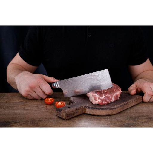 Нож топорик Magistro Ортего, длина лезвия 18 см, дамасская сталь AUS-10 фото 9