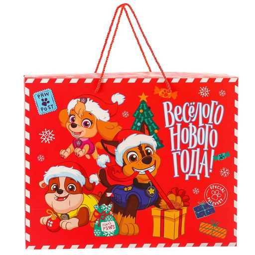 Пакет-коробка, 15 х 50 х 40 см Веселого Нового Года!, Щенячий патруль - Paw Patrol фото 2