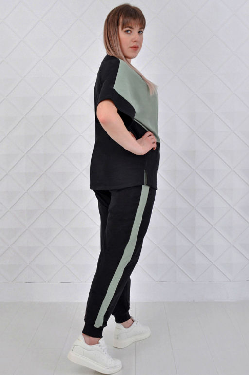 Арт. 2354 Костюм с брюками женский 52-60 (5 шт) Цвет:верх- черно-кэмел, низ- черно-кэмел - Калинка фото 3