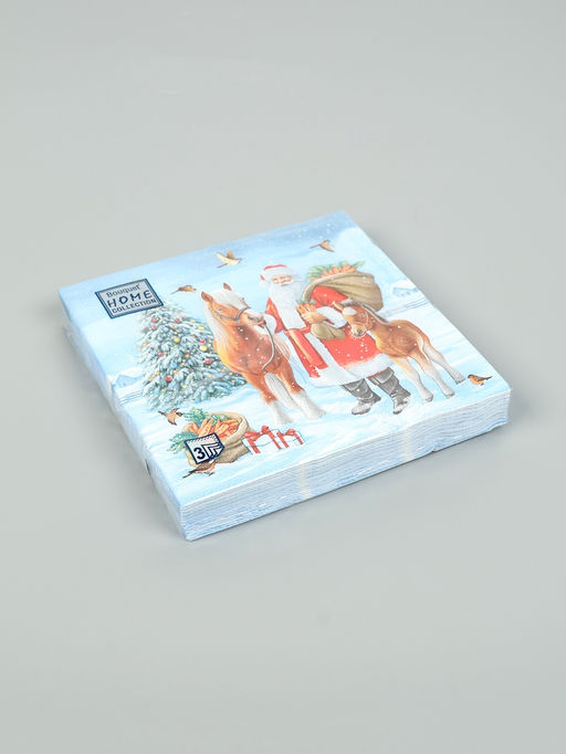 Цена за 3 шт. Салфетки бумажные трёхслойные Дед мороз с друзьями, 33?33, 20 шт.