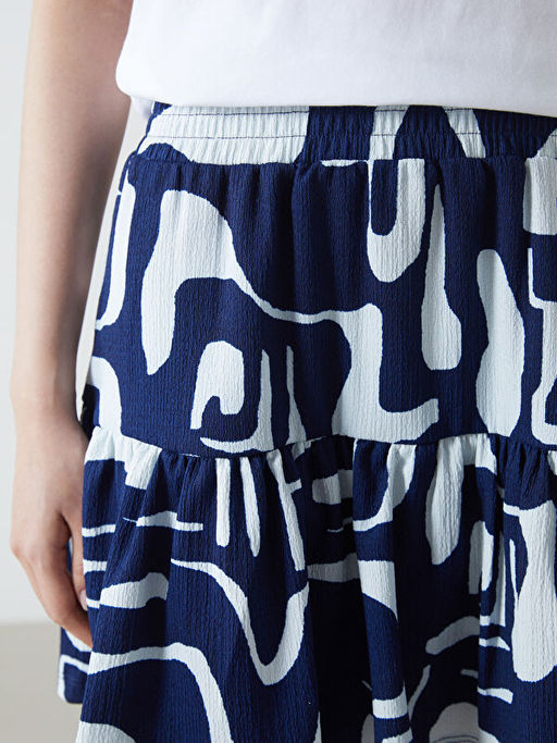 Beli Lastikli Desenli Kad?n ?ortlu Etek