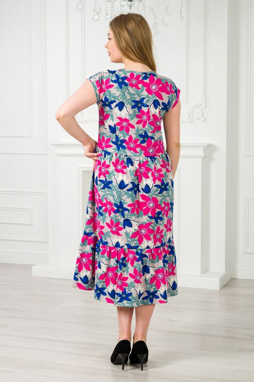 Платье женское из кулирки Шарлотта красные лилии - Амадэль фото 3