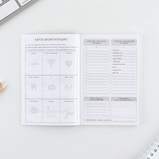 Цена за 2 шт. Блокнот для планирования финансов А6, 52 листа «Кот»