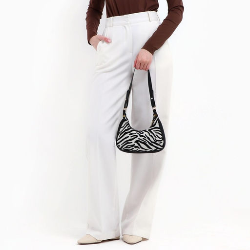 Сумка женская текстильная, 20×23×5.5 см, зебра