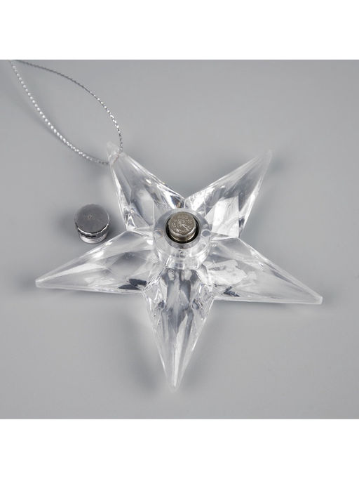 Цена за 2 шт. Ёлочная игрушка «Звезда», 8.5×8.5×2.8 см, 1 LED, от батареек, свечение мульти (RGB)