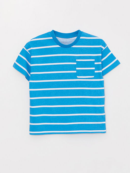 Bisiklet Yaka K?sa Kollu ?izgili Erkek Bebek Ti??rt