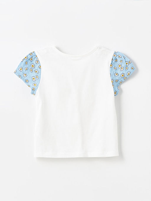 Bisiklet Yaka K?sa Kollu ?i?ek Desenli K?z Bebek Ti??rt - Waikiki фото 2