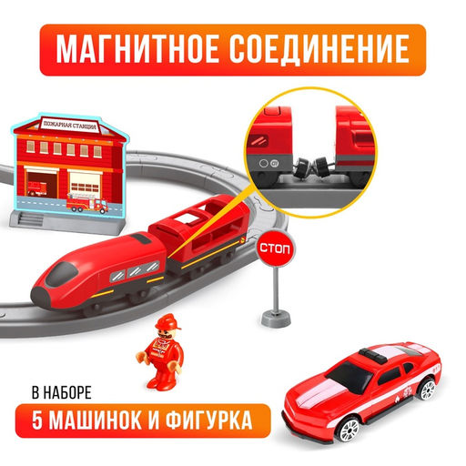 Железная дорога Экспресс, 66 деталей, работает от батареек, подходит для деревянных железных дорог - Автоград фото 2