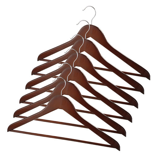 Набор вешалок дерев, 6 шт., прямых, с переклад., 44.5*23*1.2 см, кор.цвет, шт