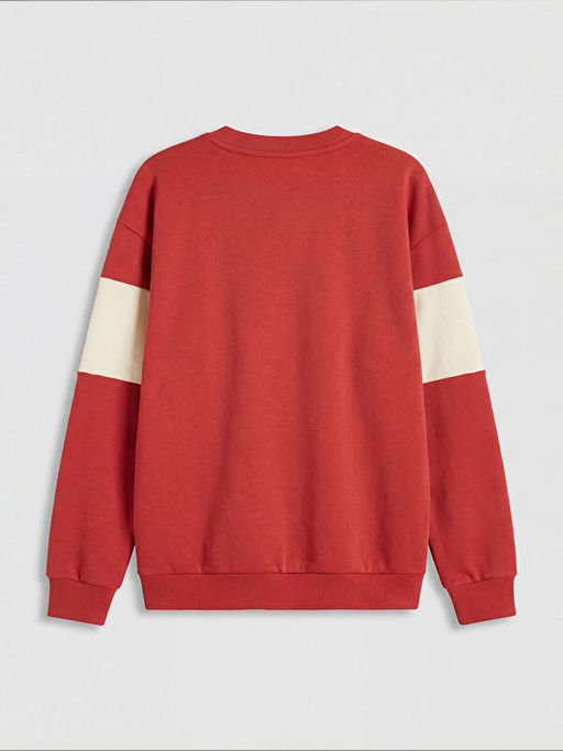 Bisiklet Yaka Bask?l? Erkek ?ocuk Sweatshirt