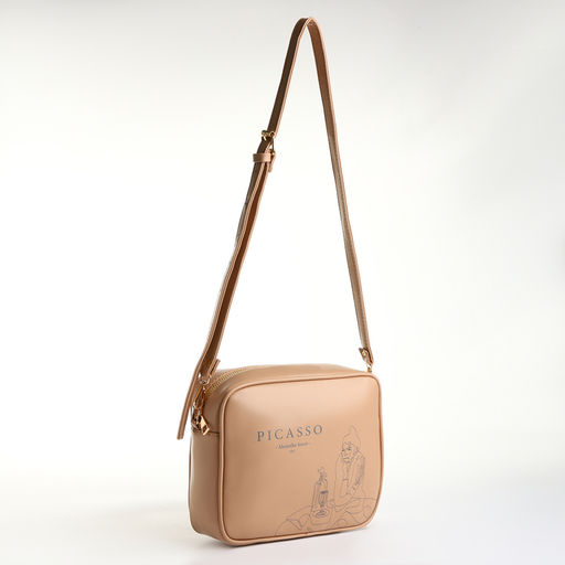 Сумка женская кросс-боди TEXTURA на молнии, 22×8×17 см, с принтом, бежевая