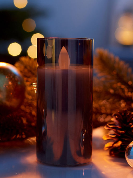 Светодиодная свеча «Серебристая», 12×5.5 см, от батареек AAx2, свечение тёплое белое