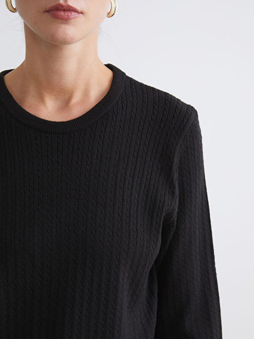 Bisiklet Yaka Kendinden Desenli Kad?n Triko Kazak