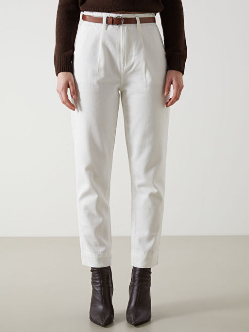 Beli Kemerli Mom Fit Kad?n Jean Pantolon