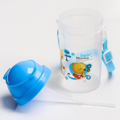 Поильник детский с силиконовой трубочкой, 350 мл., цвет МИКС