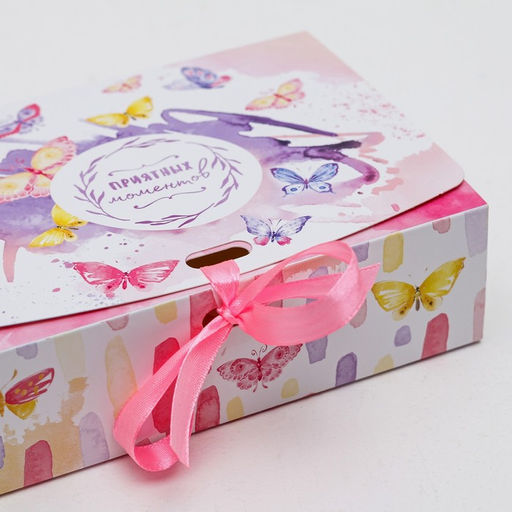 Цена за 3 шт. Коробка подарочная складная, упаковка, Приятных моментов, 16.5?12?5 см, БЕЗ ЛЕНТЫ