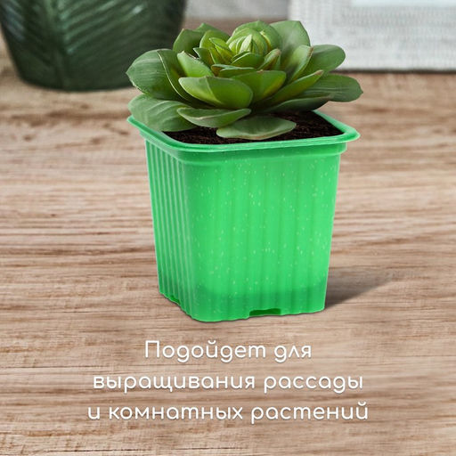 Цена за 3 шт. Горшок для рассады, 210 мл, d=7 см, h=6.5 см, зелёный, в наборе 10 шт., Greengo