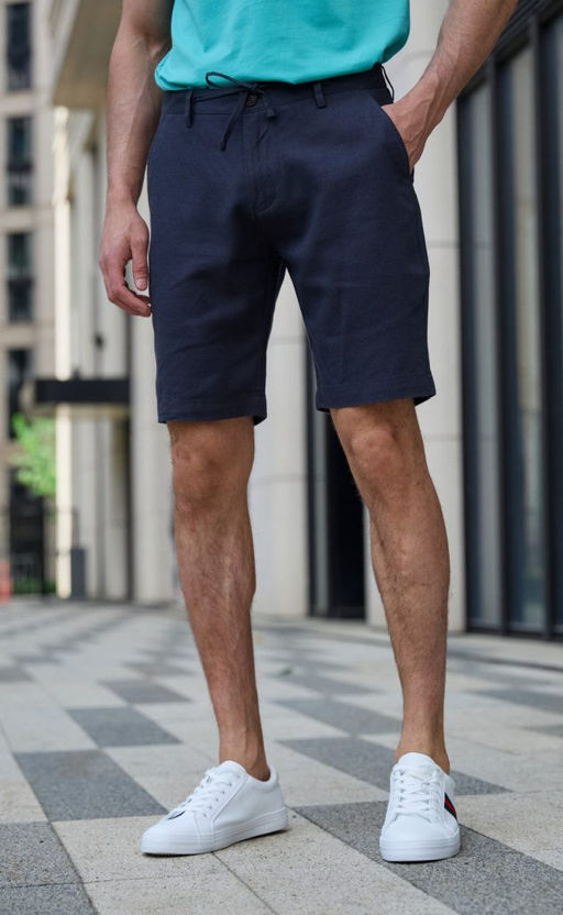 Шорты мужские льняные F111-0960-1 тёмно-серые