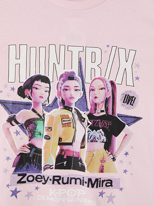 Bisiklet Yaka Huntrix Bask?l? K?z ?ocuk Ti??rt