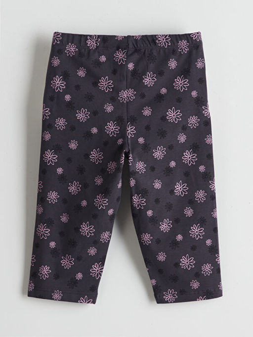 Beli Lastikli ?i?ekli K?z ?ocuk Tayt