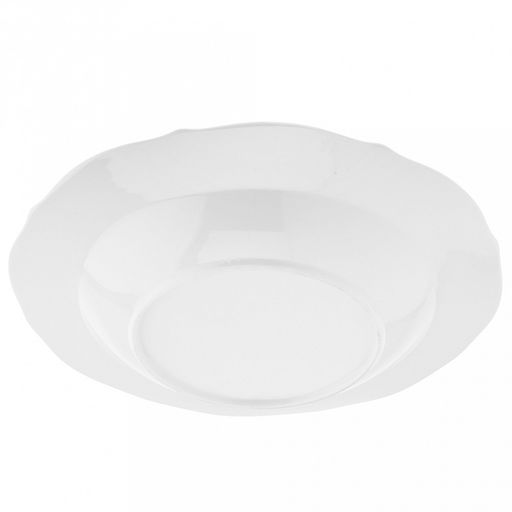 "Совершенство" Тарелка глубокая фарфоровая д255мм h39мм, 620мл, белый, рельефный декор, волнистый край (Китай)