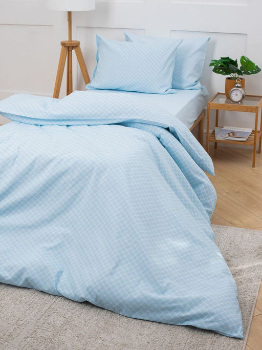 Наволочка 50*70 см, бязь Комфорт, на пуговицах (Виши, голубой) - Ивановотекстиль фото 5