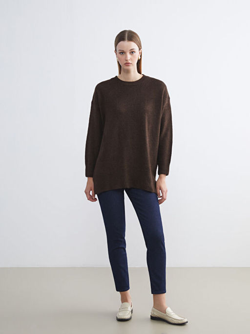 Bisiklet Yaka Oversize Kad?n Triko Kazak