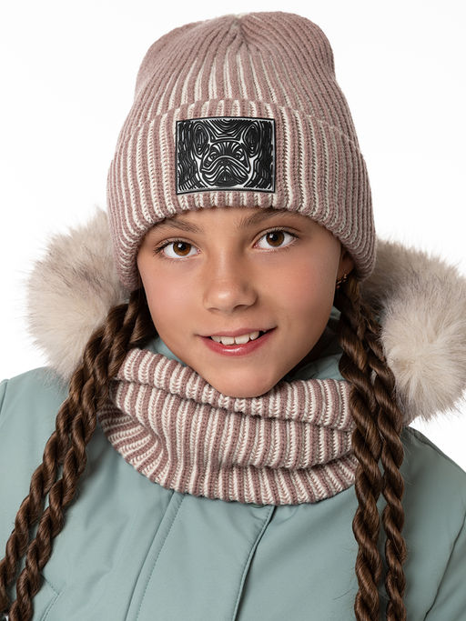 Комплект (шапка и снуд) 12з16624 джинс/черный - Nikastyle фото 4