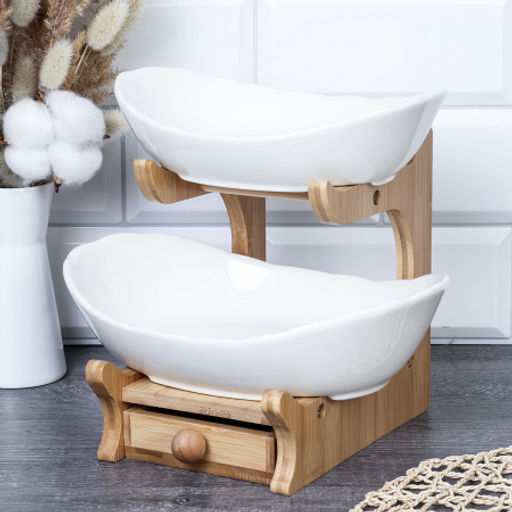 Блюдо 2 штуки на подставке 18/22 см / KT130 /уп 8/ с лотком - Галеонтрейд фото 2