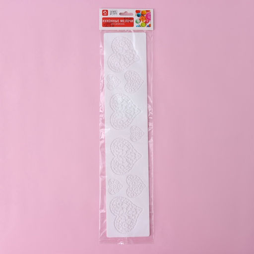 Коврик для айсинга Доляна Сердца, силикон, 37.5?8?0.1 см, белый  фото 5
