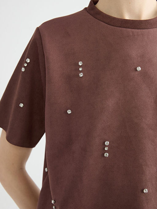 Bisiklet Yaka Ta?l? S?et G?r?n?ml? Bluz