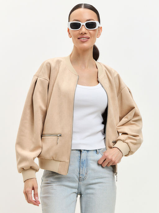 Бомбер из замши бежевый - Tantino фото 14