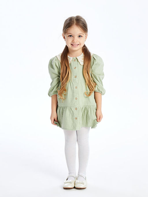 Bebe Yaka Uzun Kollu K?z Bebek Elbise