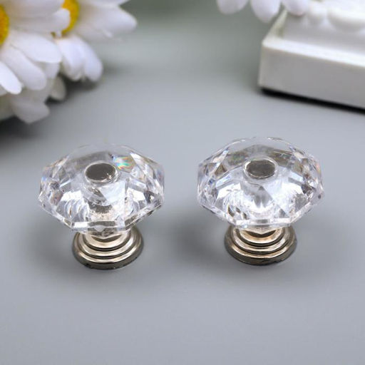 Ручка для шкатулки металл Кристалл серебро набор 2 шт 2,2х2,2 см - Арт узор фото 2