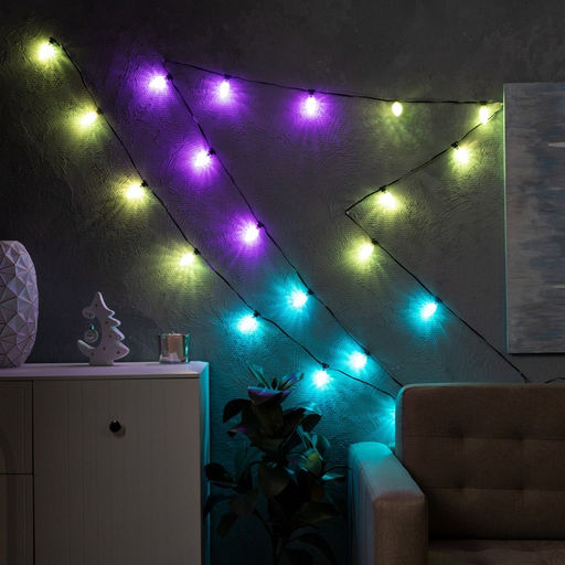 Умная гирлянда Нить 6 м с насадками Шишки, IP20, тёмная нить, 20 LED, свечение RGB, USB - Luazon lighting фото 4