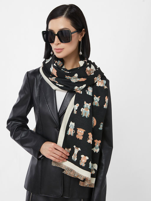 в составе ШЕРСТЬ и КАШЕМИР  Большой, мягкий, теплый двусторонний палантин с принтом. - Tantino фото 6