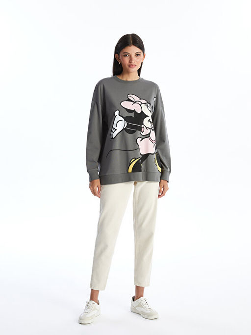 Bisiklet Yaka Minnie Mouse Bask?l? Kad?n Sweatshirt - Waikiki фото 3