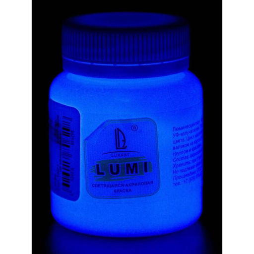 Краска акриловая люминесцентная (светящаяся в темноте), LUXART Lumi, 80 мл, небесно-голубой, небесно-голубое свечение (L4V80)