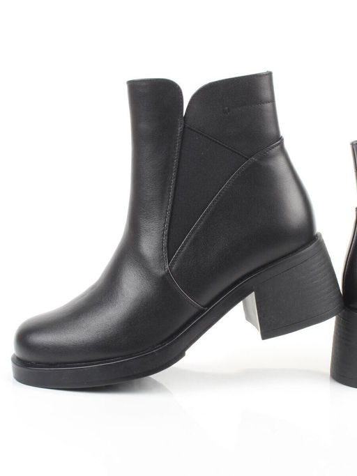 01-M43-6 BLACK Ботинки демисезонные женские (натуральная кожа, байка)