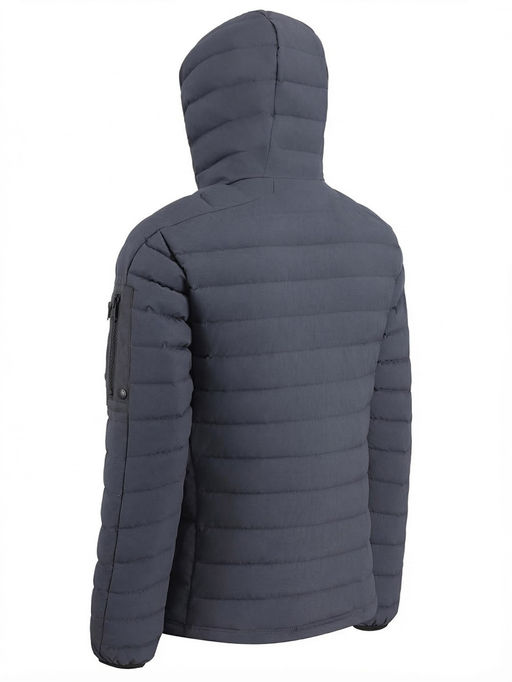 Куртка мужская стёганая с капюшоном с графеновой подкладкой темно-серого цвета 9623_1TC