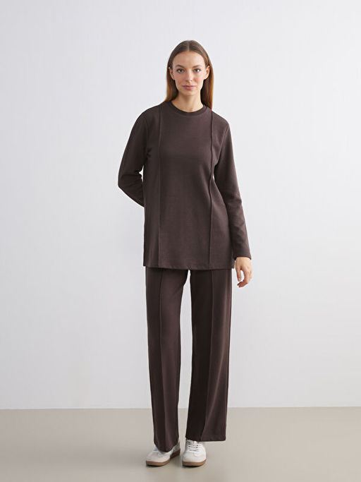 B?y?k Beden Bisiklet Yaka Kad?n Sweatshirt Tunik