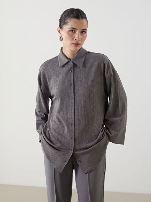 Dokulu Oversize Kad?n G?mlek Tunik