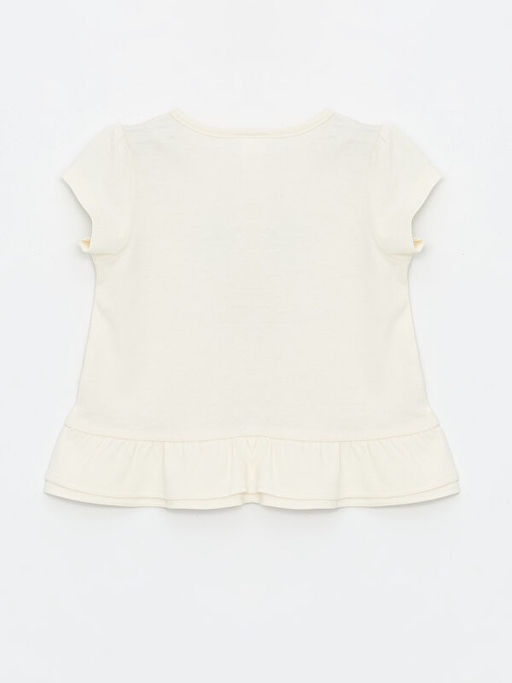 Bisiklet Yaka Bask?l? K?z Bebek Ti??rt